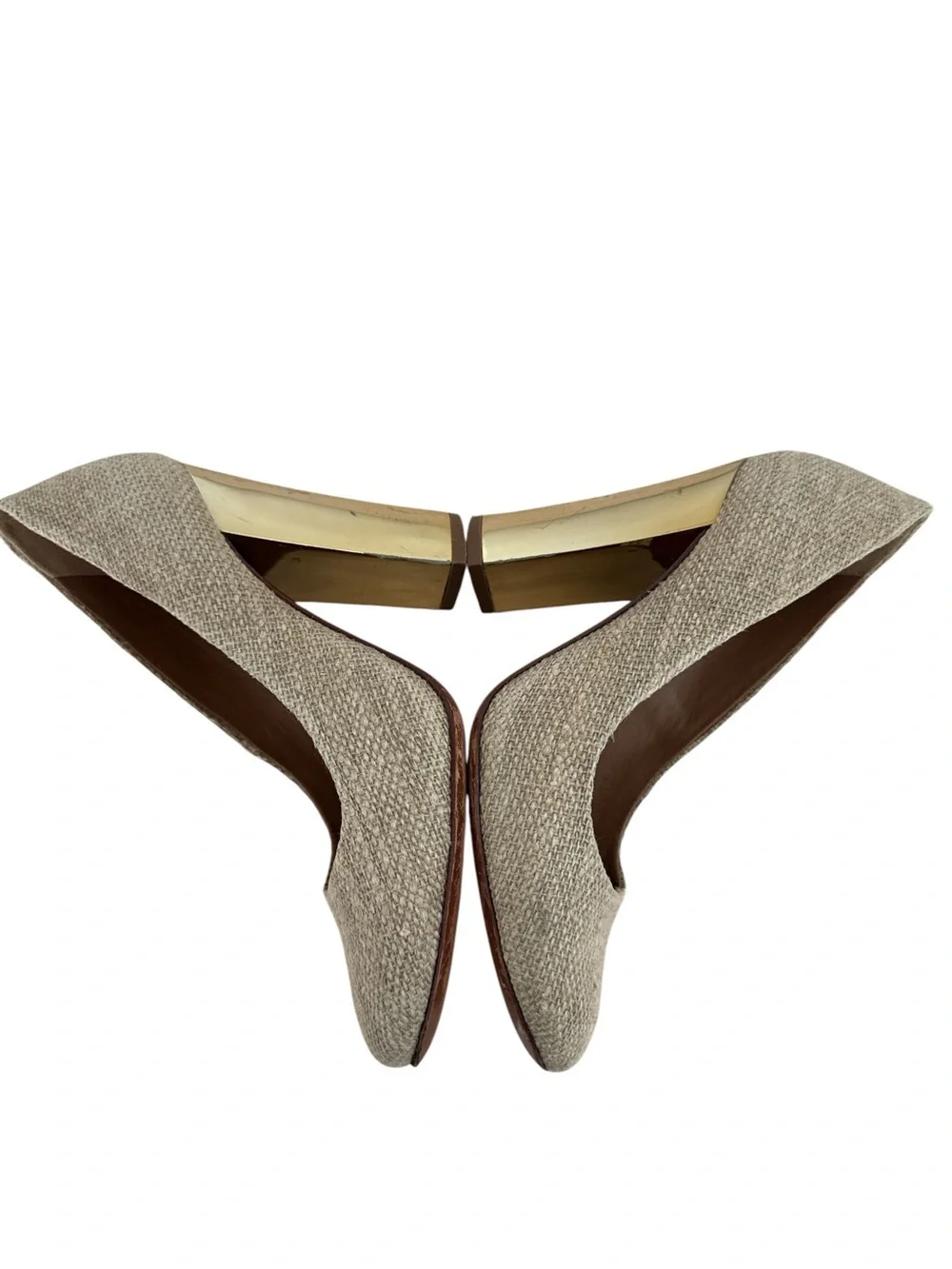 Tory Burch Madison Canvas With a Metallic Heel round toe